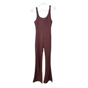 Wilo the Label Women Flare Jumpsuit M Brown Athletic Travel Workout Loungewear